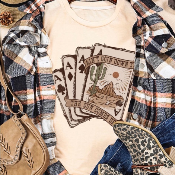 Tops - Graphic Tee with Playing Card Design